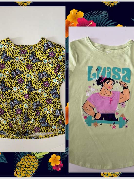 Disney Other - Disney Encanto Girls Luisa Graphic Tee & Yellow Butterfly Print Shirt Size 7/8